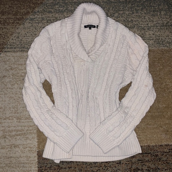 JEANNE PIERRE Sweaters - Jeanne Pierre Cream Cotton Cable Knit Heavy Sweater - Size XL